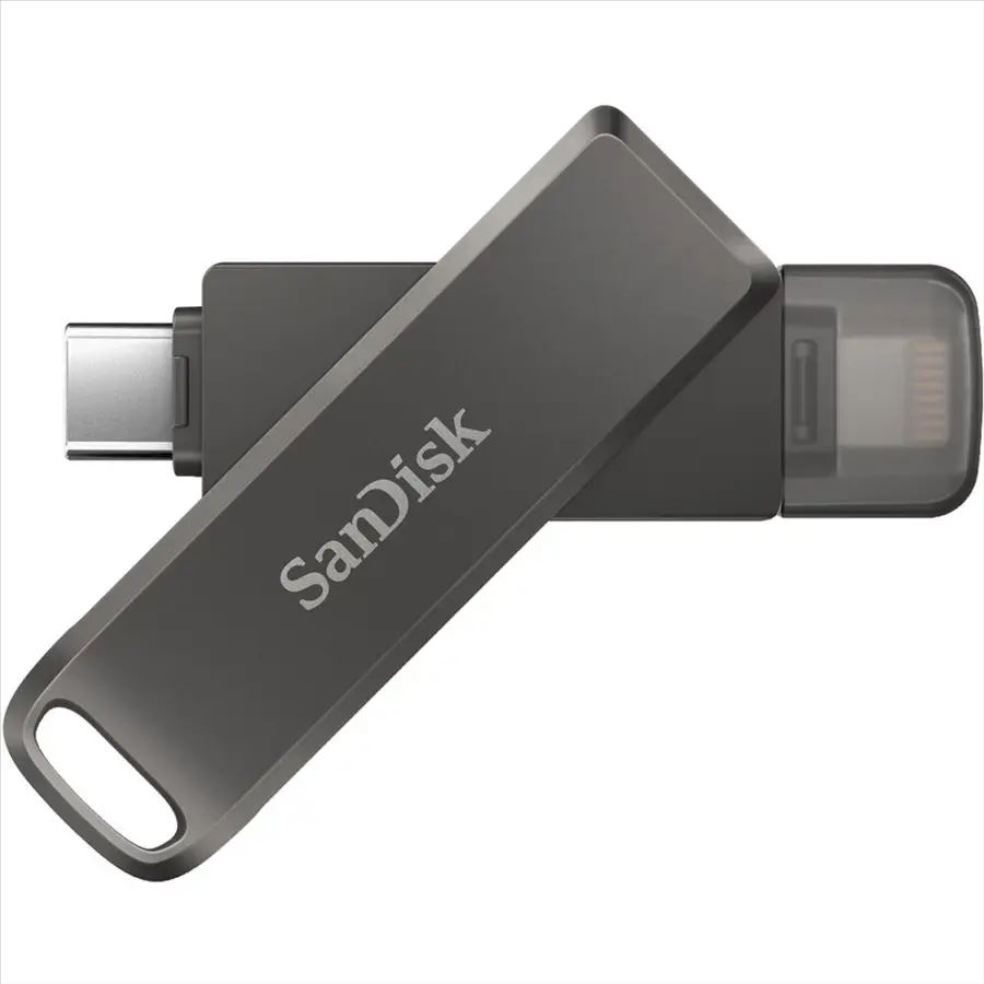 Pen Drive 64GB Type-C / Lightning SanDisk iXpand Flash Drive Luxe fekete (SDIX70N-064G-GN6NN / 186552)